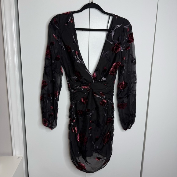 Majorelle- Ava Deep V Dress in Black Floral - XS NWT - Picture 2 of 13